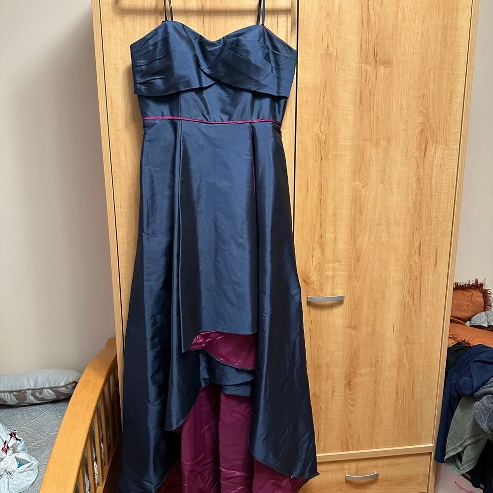 Elegant Adrianna Papell Navy and Magenta High-low Dress - Picture 1 of 2